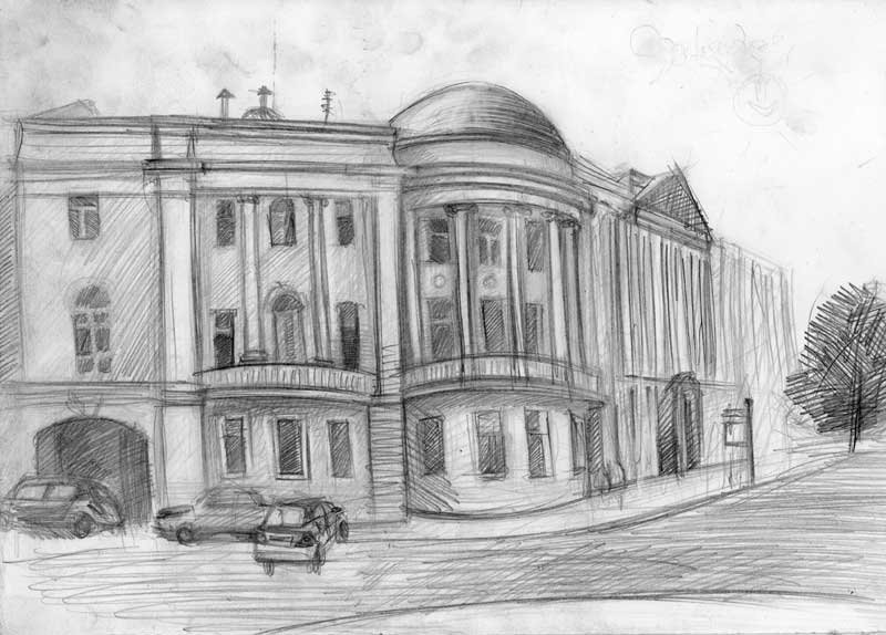 рисунки зданий карандашом фото