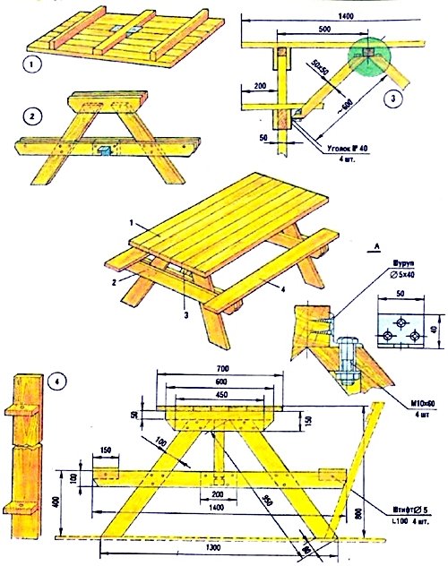 как сделать скамейку своими руками чертежи