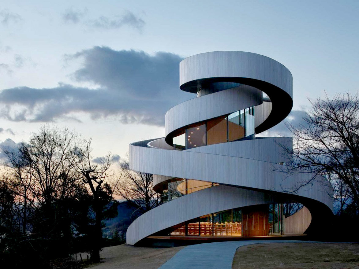 часовня ribbon chapel (хиросима, япония) nap architects фото