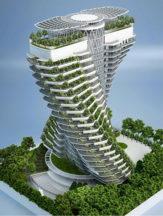 agora garden – башня «зеленой днк» фото