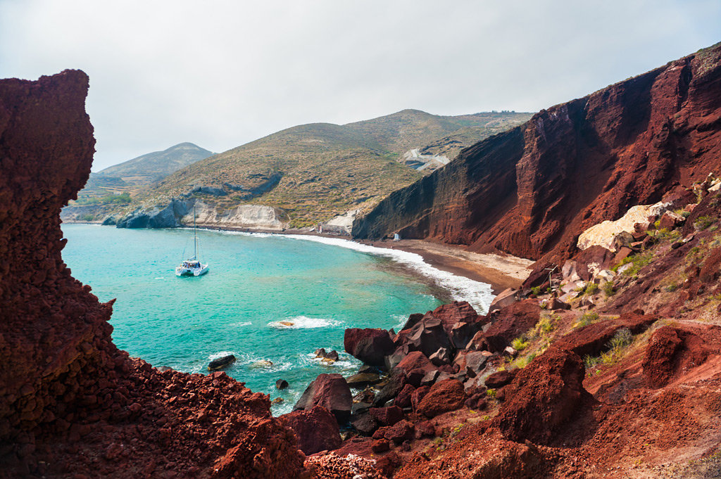 красный пляж санторини фото