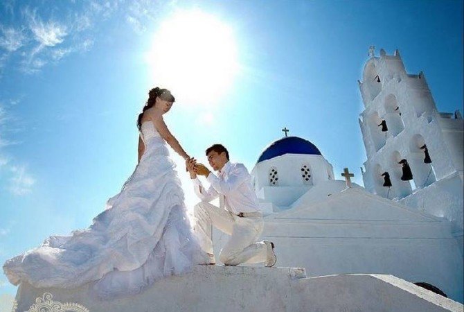 свадьба на санторини фото