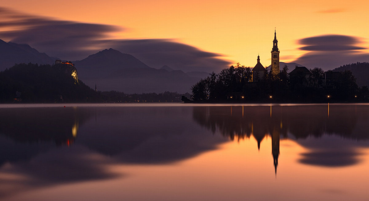 озеро блед в тумане фото