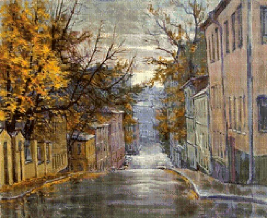 осень, переулок. художник владимир качанов. фото