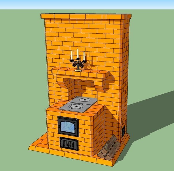 простая кирпичная печь с плитой