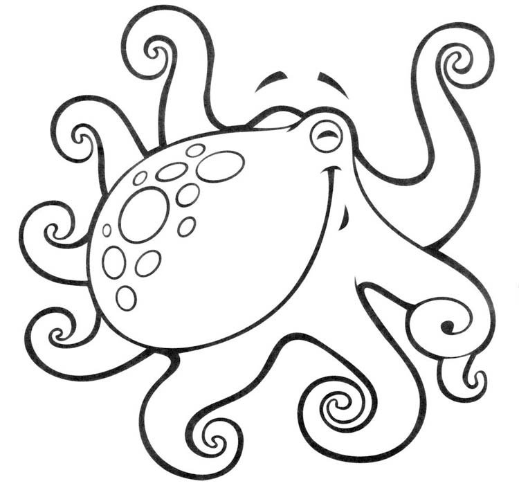 осьминог раскраска для детей фото