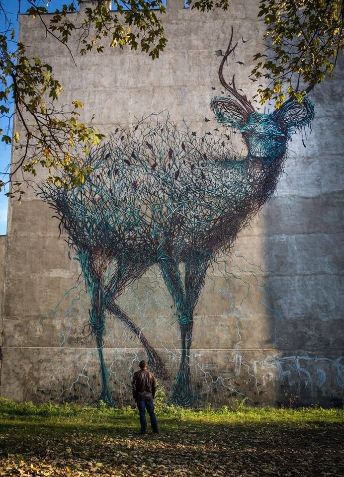 стрит-арт олень фото