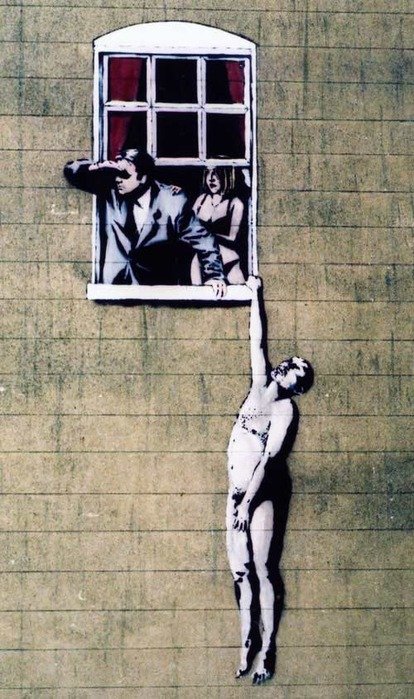бэнкси man hanging фото