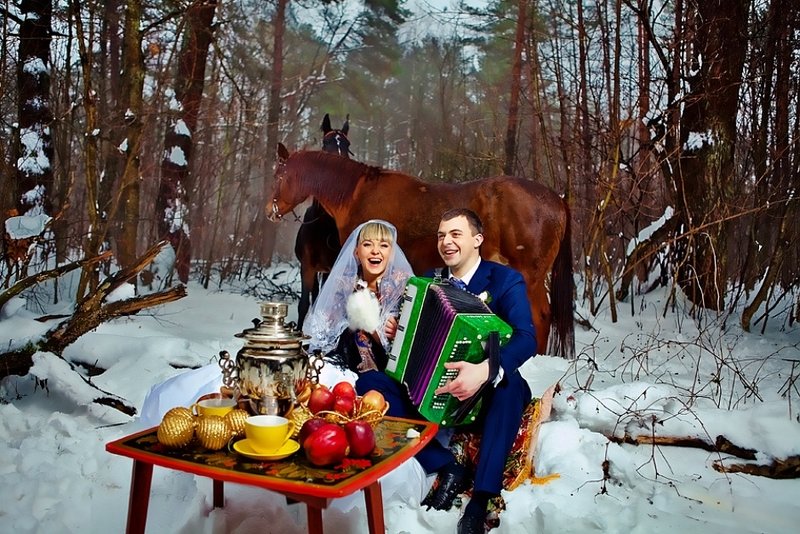 фотосессия с самоваром зимой на природе фото