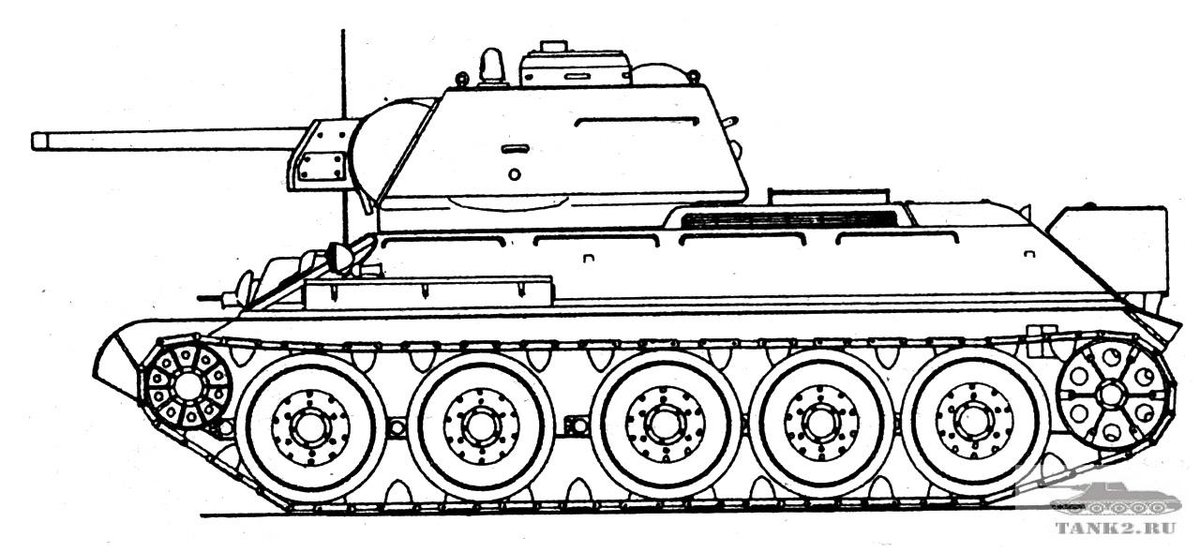 танк т34 рисунок сбоку фото