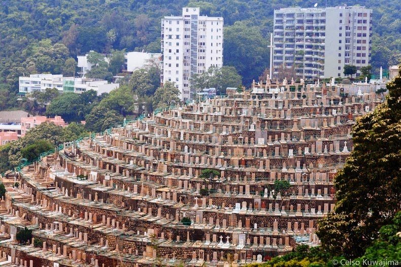 террасное кладбище пок фу лам (pok fu lam), китай, гонконг фото