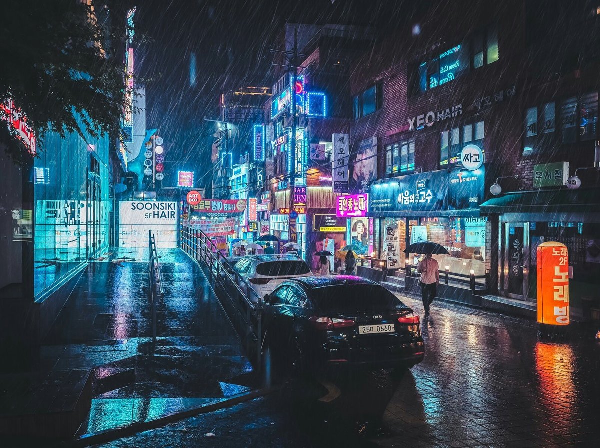 улицы кореи ночью фото