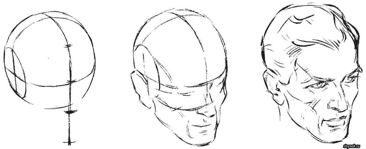 Как рисовать лицо полубоком