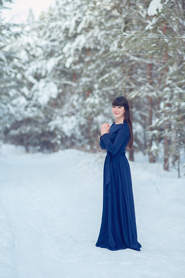 зимняя фотосессия в платье фото