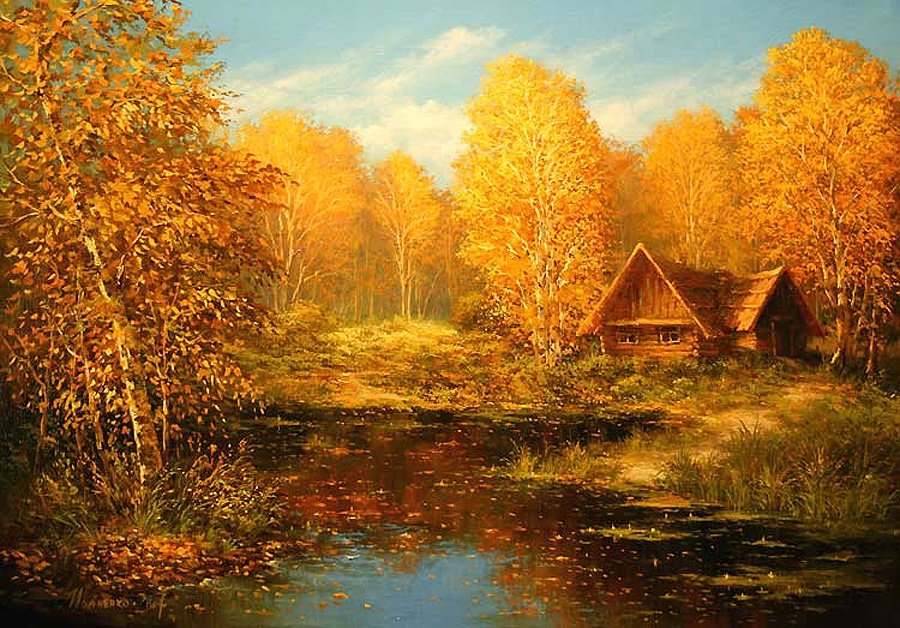 картина осень золотая фото