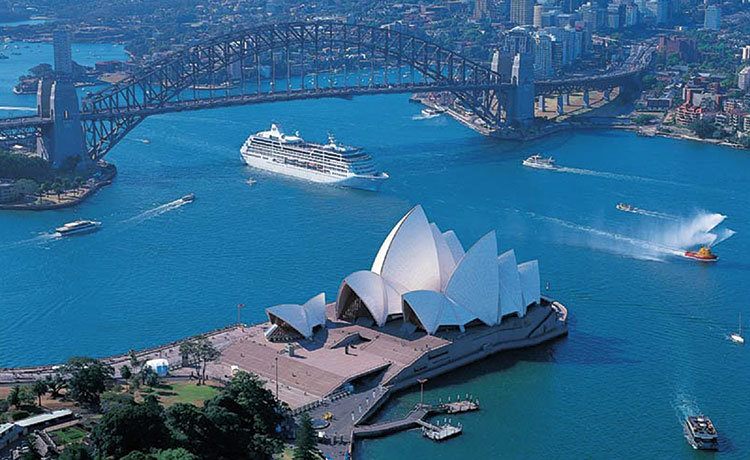 Фото с видом на гавань Сиднея.