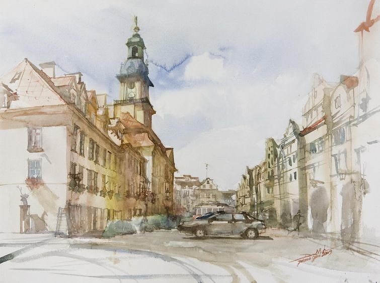 город акварелью фото