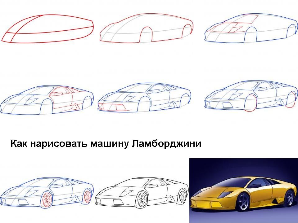 lamborghini рисовать поэтапно