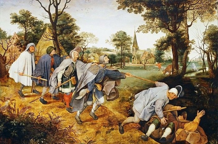 Слепые (Притча о слепых). Питер Брейгель Старший, 1568 год. | Фото: artist-gallery.ru.</p><p>«Слепые» - одна из самых знаковых картин Питера Брейгеля Старшего. Считается, что она основана на одной из биб…
