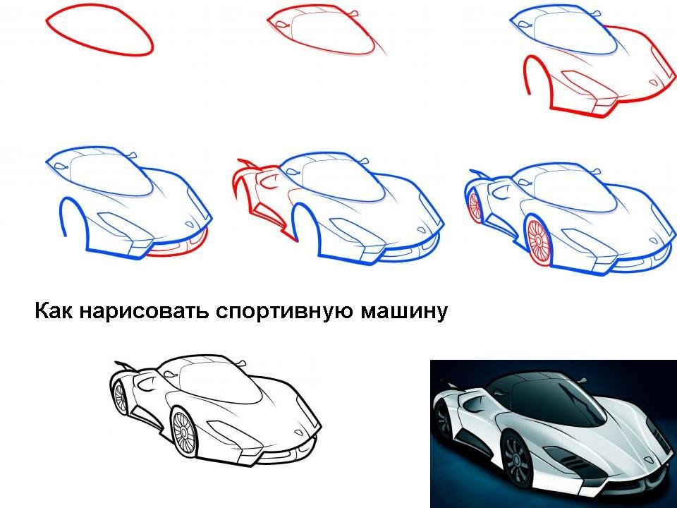 схема рисования машины фото