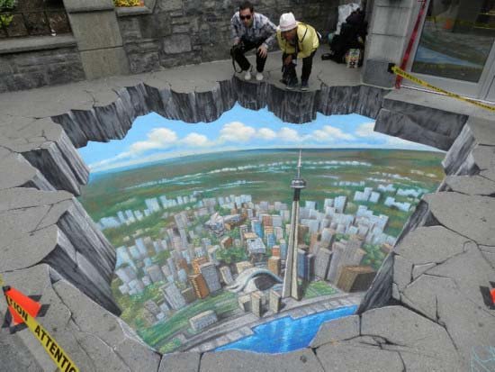 3d граффити на асфальте фото