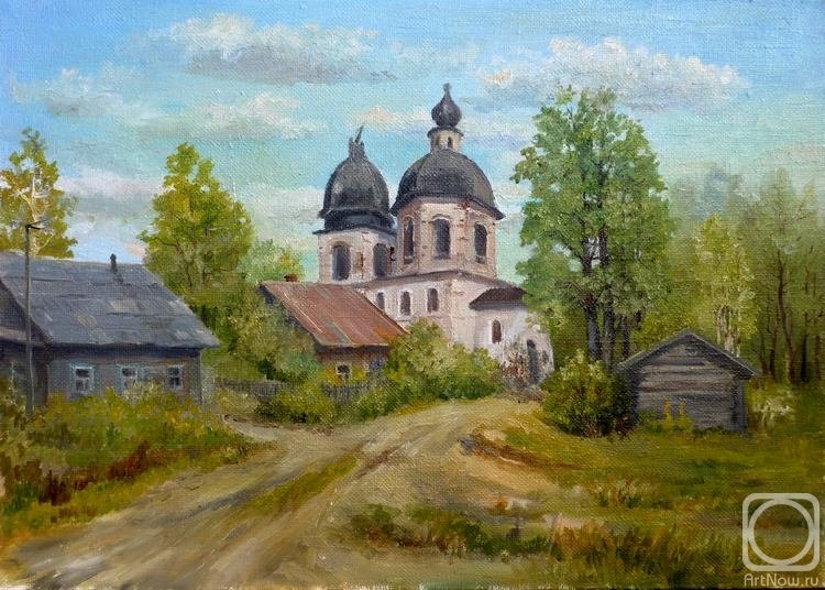 церквушка в деревне живопись фото