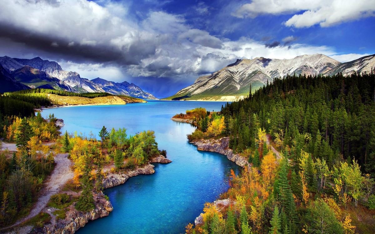 пейзаж горы лес река фото