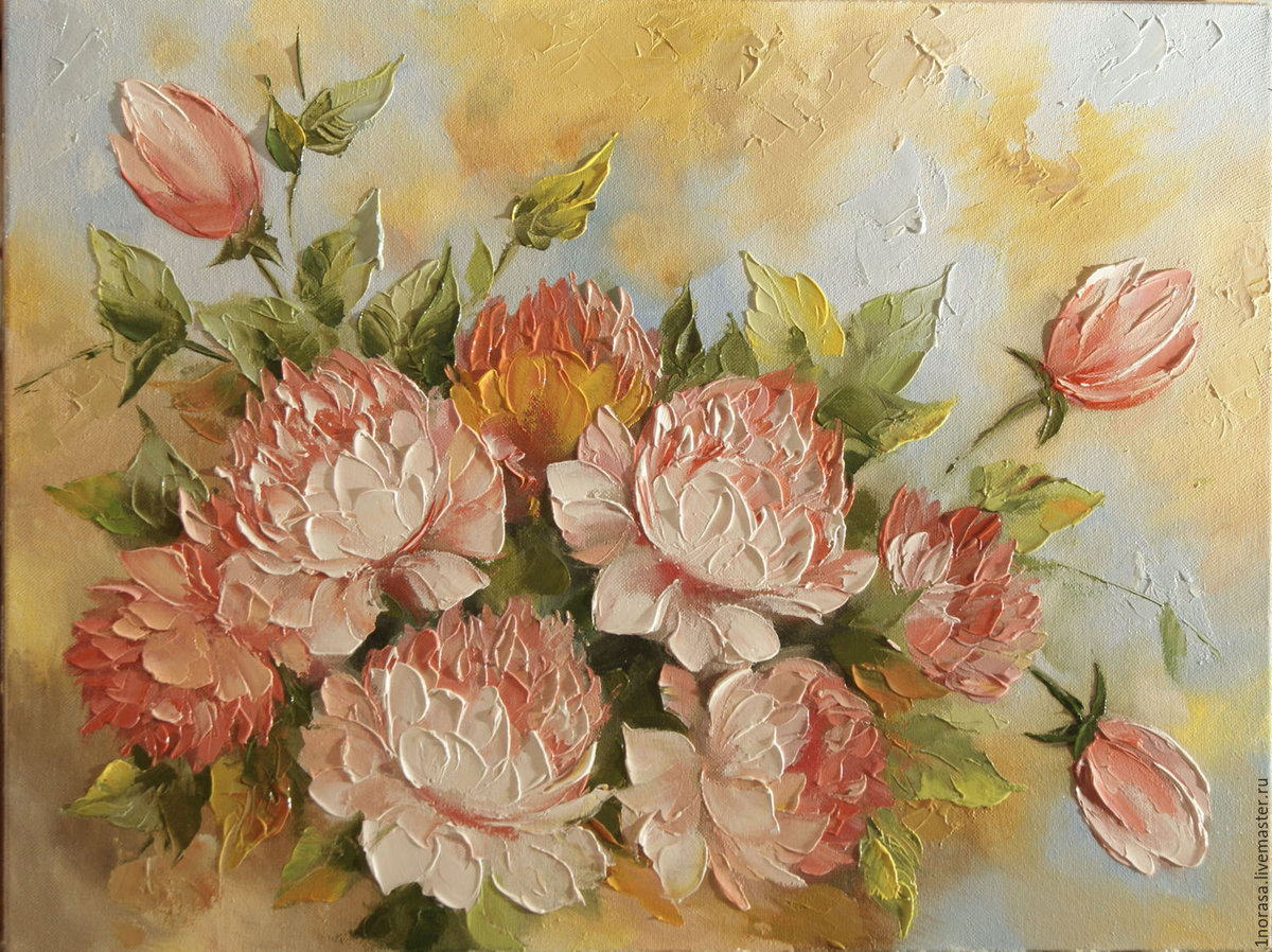 картина пионы маслом на холсте фото