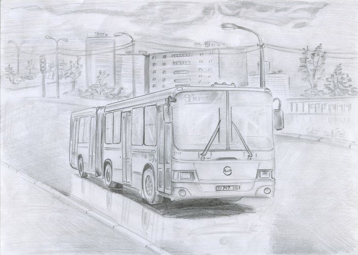 автобус карандашом фото
