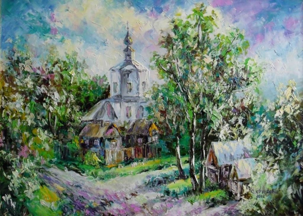 картина маслом храм лето фото