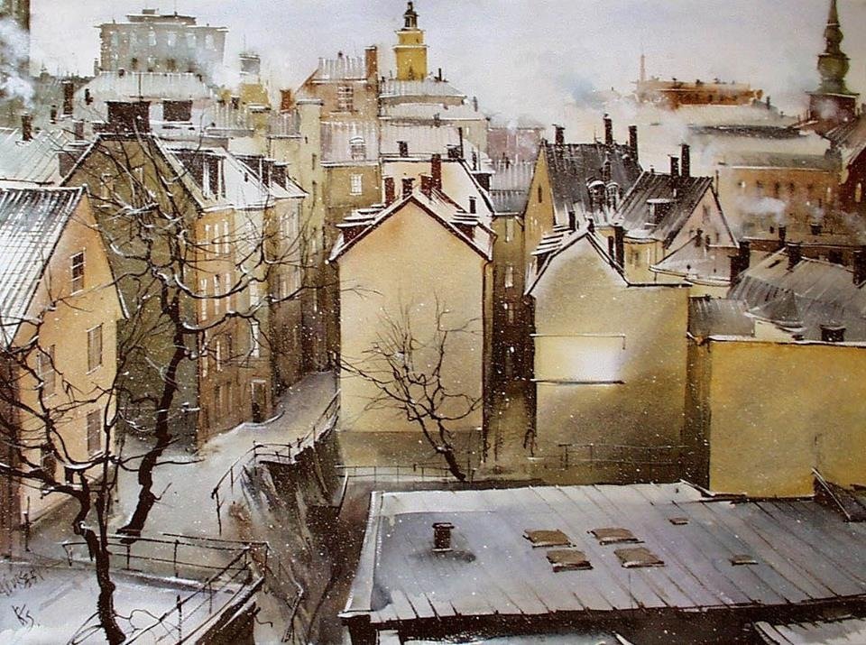городская акварель картины фото