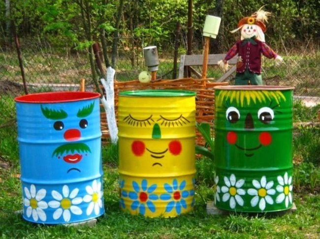 декор из бочек для дачи фото