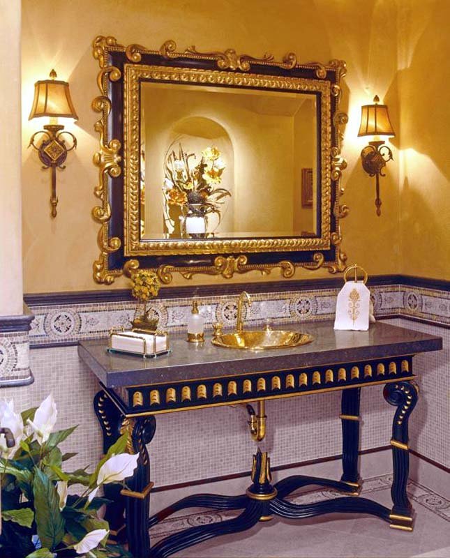 bathroom golden sconces фото