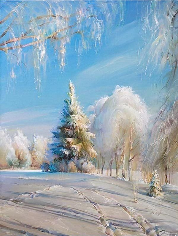 картина зимний пейзаж фото