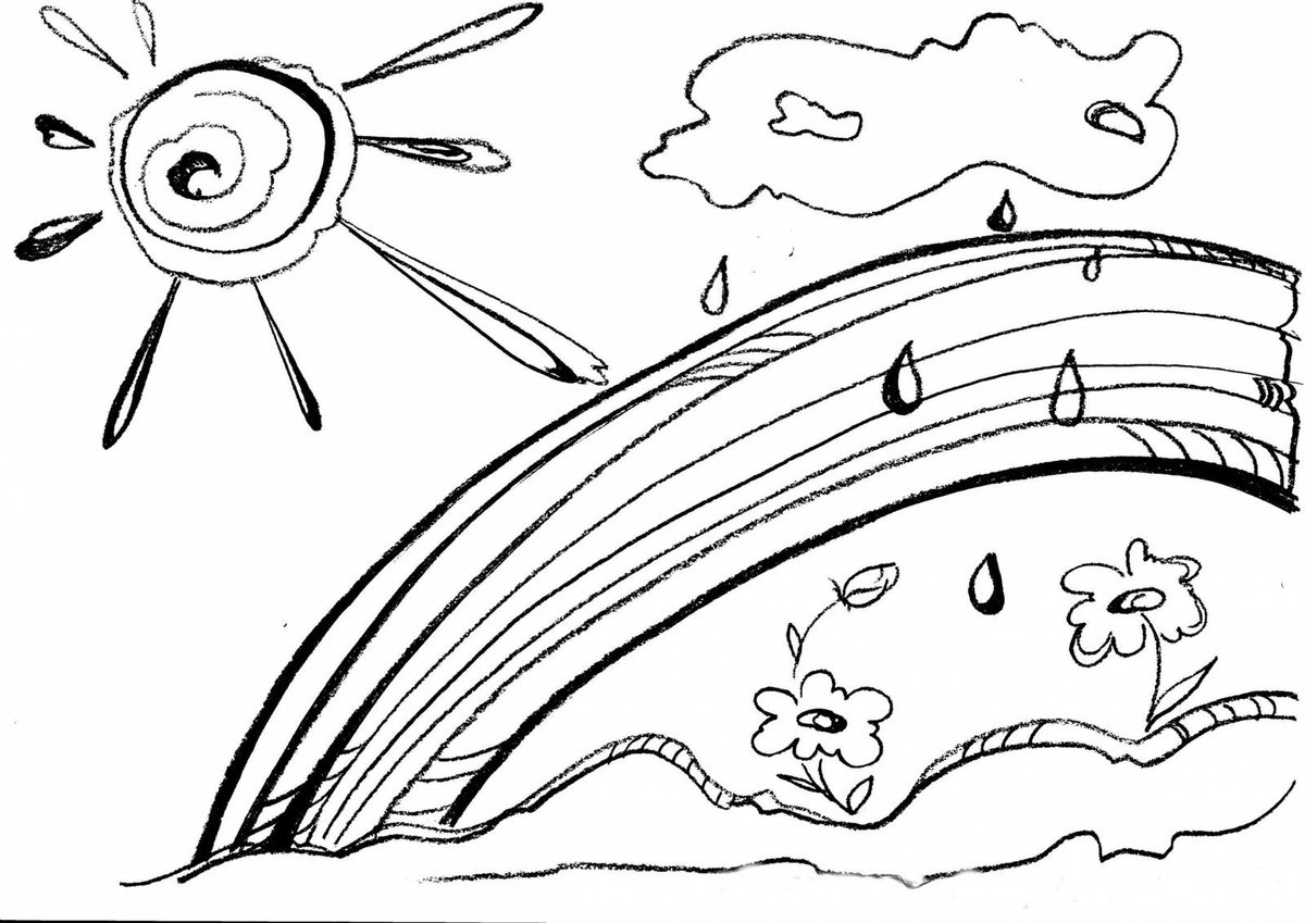 Дождь И Радуга Разукрашка