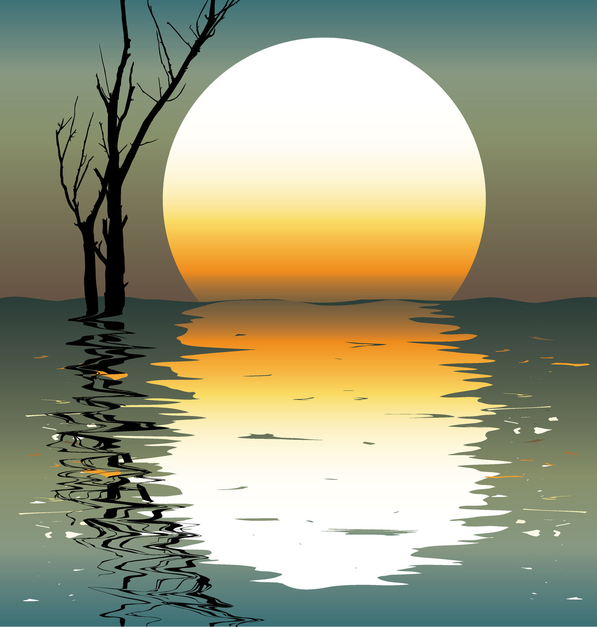 отражение солнца в воде фото