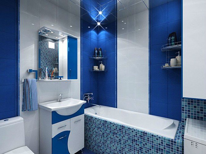 Синий цвет в интерьере ванной