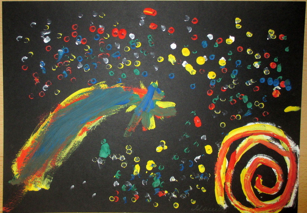 Рисунки на картоне гуашью