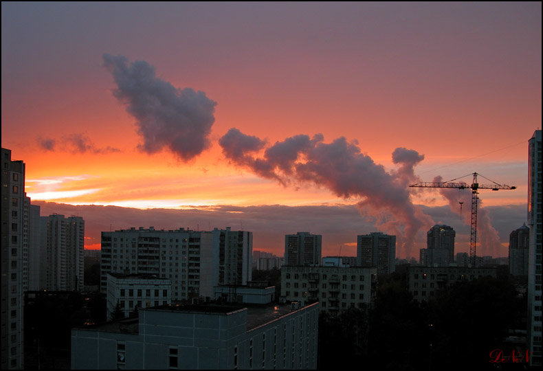 закат над городом фото