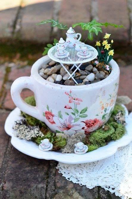 teacup fairy garden фото
