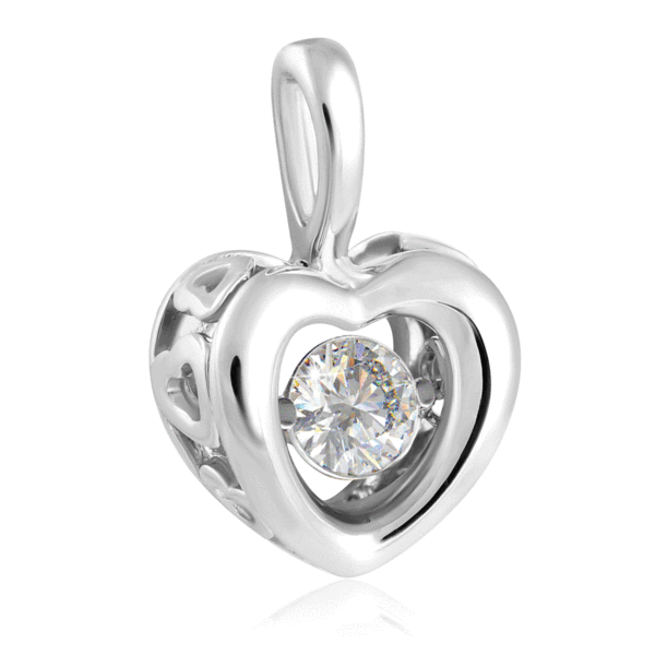 Подвеска из белого золота с танцующим бриллиантом