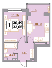 33,7 м², 1-комнатная квартира 3 365 000 ₽ - изображение 26