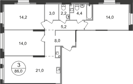 Квартира 86 м², 3-комнатная - изображение 1