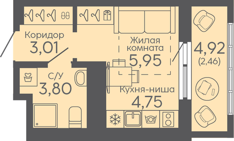 Квартира 20 м², студия - изображение 1