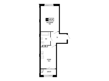 Квартира 47,9 м², 1-комнатная - изображение 1