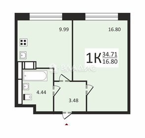 Квартира 34,4 м², 1-комнатная - изображение 1