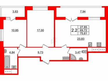 67,4 м², 3-комнатная квартира 17 500 000 ₽ - изображение 36