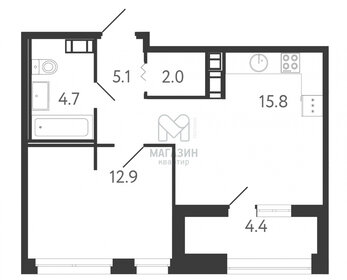 Квартира 42,7 м², 1-комнатная - изображение 1