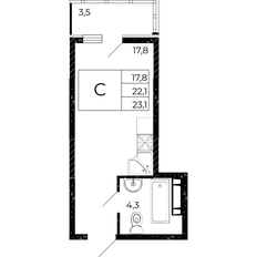 Квартира 23,1 м², студия - изображение 2