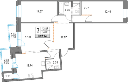 88 м², 3-комнатная квартира 18 800 000 ₽ - изображение 66